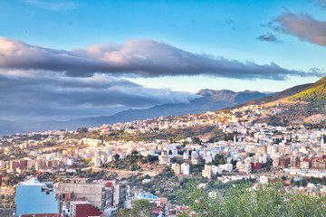 Fototapeta na wymiar Panoramic view of Chefchaouen, (or Chaouen), Morocco