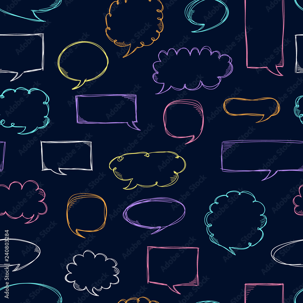 Aufkleber speech bubbles pattern. message frames. doodles background. scribble frames. sketch. hand drawn effe