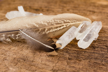 Quartz Crystals with Feathers