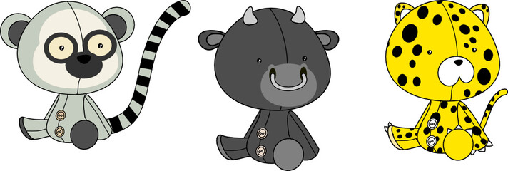 cute baby plush animals cartoon sitting collection set in vector format © MARCO HAYASHI