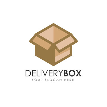 delivery box logo design. courier logo design template