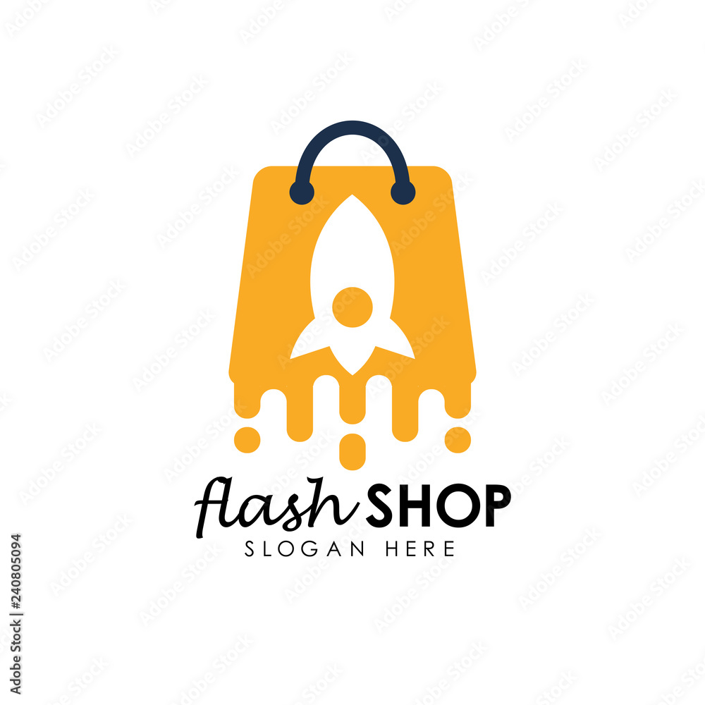 Poster flash sale logo icon design template. flash shop logo design template