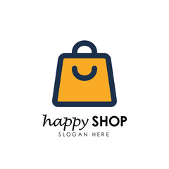 happy shop logo design template. shopping logo design stock