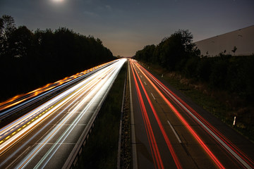 Fototapeta na wymiar German Autobahn by night