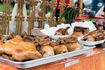 Roasted Chickens / Ducks at Outdoor Street Vendor in Phuket, Thailand