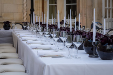 Expensive and beautiful table setting in luxury restaurants