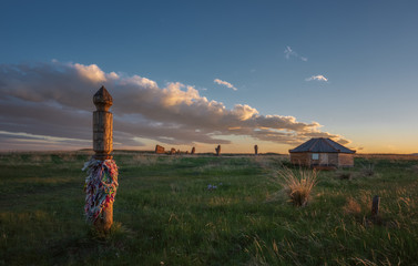 sunset in the steppe Khakasia