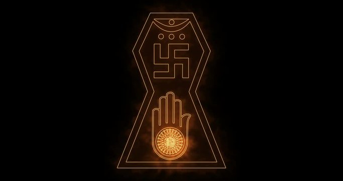 Glowing symbol of jainism
