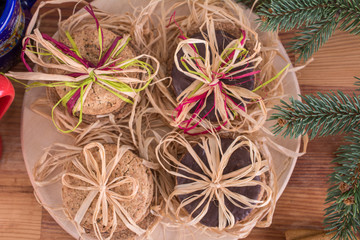 Fototapeta premium Fresh biscuits at New Year's festal table