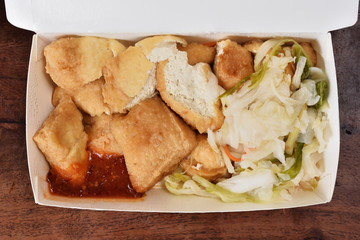 Stinky tofu in takeout food box