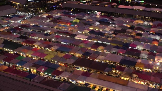 BANGKOK,  THAILAND - CIRCA OCTOBER 2018 : View of RATCHADA ROT FAI NIGHT MARKET.