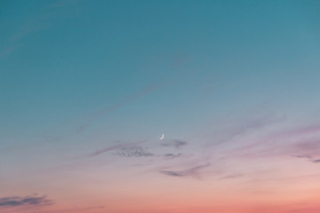 Crescent Moon In Sunset Gradient