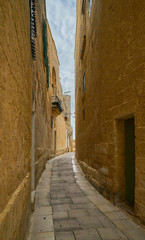 A Curved Street in the Fortified City of Mdina, Malta