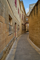 Fototapeta na wymiar A Curved Street in the Fortified City of Mdina, Malta