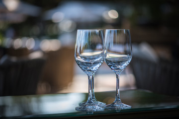 Expensive and beautiful table setting in luxury restaurants