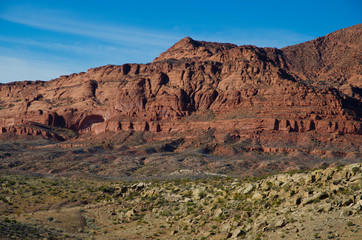 red rocks, desert, southern Utah,Utah,sagebrush, blue sky,cliffs,boulders,