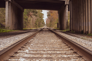 Fototapeta na wymiar railroad under bridge