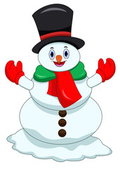 Christmas snowman isolated on white background.