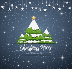 Happy new year merry christmas 2019 with blue navy background