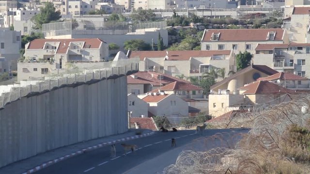 North Jerusalem Security wall divide between Palestinian and Israeli village