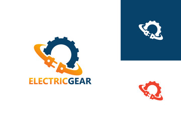 Electric Gear Logo Template Design Vector, Emblem, Design Concept, Creative Symbol, Icon