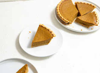 Allergen free pumpkin pie for Thanksgiving made with gluten free crust and almond milk