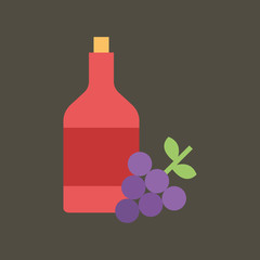Silhouette icon wine with grapes