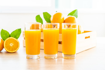 Fresh orange juice for drink in bottle glass