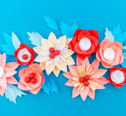 Paper flower for Christmas decor. Color coral fashion pastel.