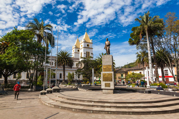 Libertador Simón Bolívar Park, has the church Catedral San Pedro de Guaranda and the monument to the Liberator, in the center of the city of Guaranda capital of the province of Bolivar, Ecuador