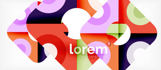 Obraz premium Geometric colorful shapes composition abstract background. Minimal dynamic design