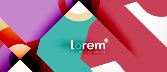 Geometric colorful shapes composition abstract background. Minimal dynamic design