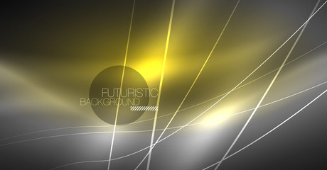 Digital technology abstract background - neon geometric design. Abstract glowing lines. Colorful techno background. Futuristic shape.