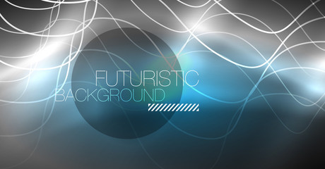 Neon lines wave background. Abstract composition