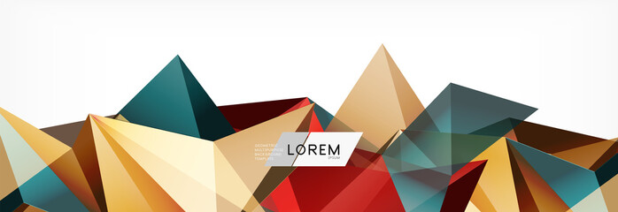 3d card on light backdrop. Abstract triangle pattern. Futuristic geometric background.