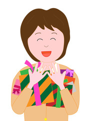 ホワイトデーでたくさんプレゼントをもらった女性