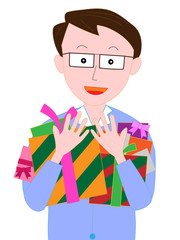 バレンタインデーでたくさんプレゼントをもらった男性