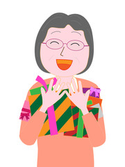 ホワイトデーでたくさんプレゼントをもらった女性