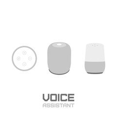 Smart speaker. Voice assistant and voice command device icon