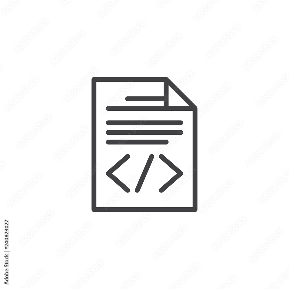 Fototapete file coding outline icon. linear style sign for mobile concept and web design. document file script 