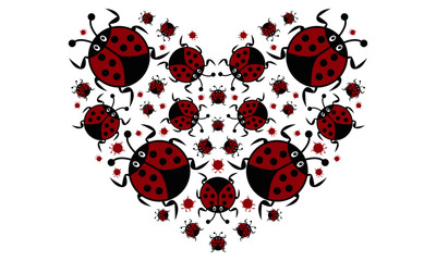 Adorably Cute Cartoon Valentine Ladybug Heart Pattern