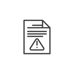 Warning document file outline icon. linear style sign for mobile concept and web design. Document with exclamation mark  simple line vector icon. Symbol, logo illustration. Pixel perfect vector 