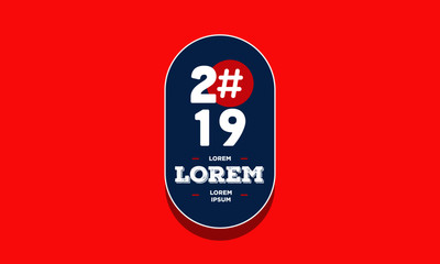 Year 2019 Badge Sticker Design with Hashtag Icon