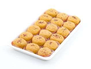 Indian Most Popular Sweet Food Variety of Peda Also Called Pedha, Peday or Pera Made By Milk, Khoya, Saffron or Other Flavours. It's a Popular Festival Food From India
