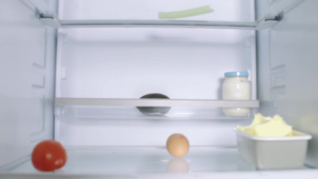 Inside an empty fridge