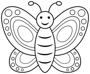Smiling butterfly coloring book.