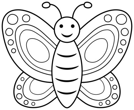 Smiling butterfly coloring book.