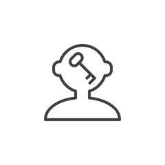 Open mind outline icon. linear style sign for mobile concept and web design. Key in human head simple line vector icon. Symbol, logo illustration. Pixel perfect vector graphics