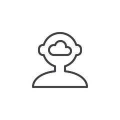 Thinking person outline icon. linear style sign for mobile concept and web design. Human head with cloud simple line vector icon. Symbol, logo illustration. Pixel perfect vector graphics