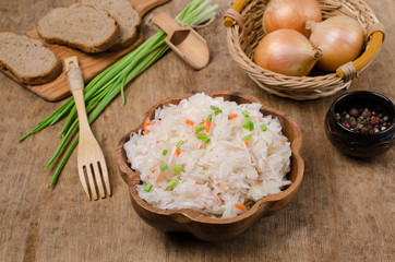Traditional sauerkraut with carrots